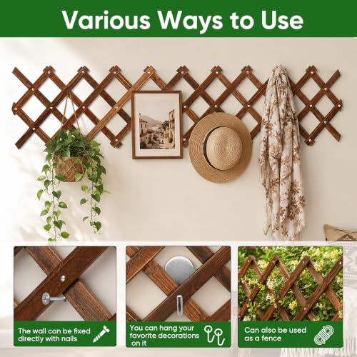 2 PCS Expandable Wood Lattice Fence Panels for Outside - size: 2 Pack