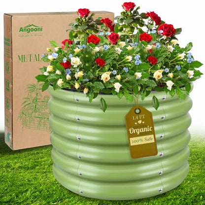 Angooni 2x2x1.4ft Galvanized Raised Garden Bed, Matcha Green Planter Kit - color: Matcha Green, size: 2x2x1.4 FT