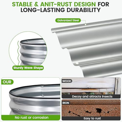 Galvanized Raised Garden Bed 4x2x2ft,Silver Planter Box