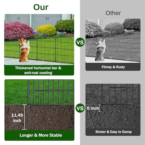 10 Panel No Dig Decorative Garden Fence 24" H x 20'L Outdoor Dog Barrier - size: 24 in(H) X 20 ft(L)