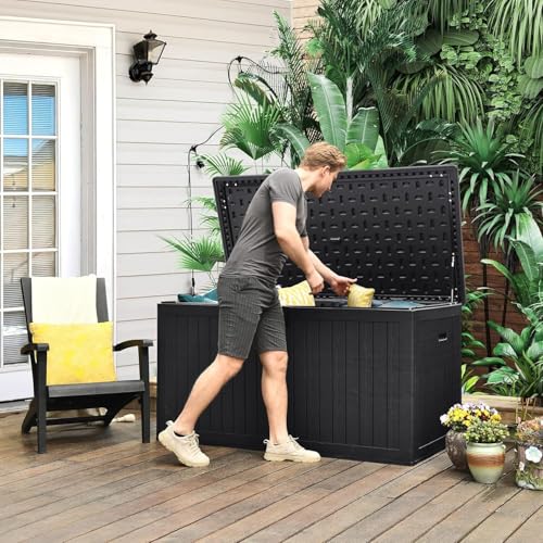 YITAHOME XXL 260 Gallon Large Deck Box - color: Black, size: 230 Gallon Standard
