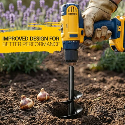 Garden Auger Drill Bit for Planting 4" x 12" - 3/8" Hex Drive Compatible - size: 4 x 12 Inch