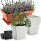 2-Pack 17" Window Box Planters & 4-Pack 7" Square Pots, 4p Square Planters with Built-in Drainage & Stopper, 2p Rectangular Flower Boxes, Heavy-duty Flower Pots BPA-Free for Indoor Outdoor Gardening