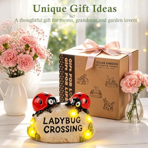 Solar Ladybug Garden Statues 4.7" Resin Ladybug Solar Lights - style: Ladybug