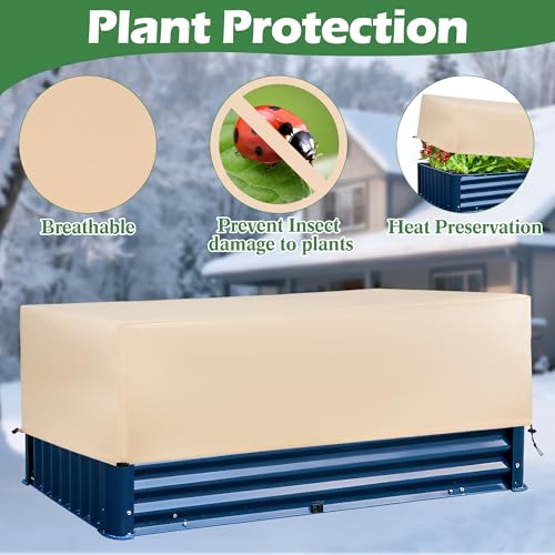 Plant Freeze Protection Cover 2 Pack with Elastic Drawstring, 3.54 oz/yd² Winter Frost Blanket Cloth Planter Box Covers for Raised Garden Bed Outdoor Flowers Potted, 43.3 x 15.7 x 17.7INCH - size: 43.3 x 15.7 x 17.7 INCH