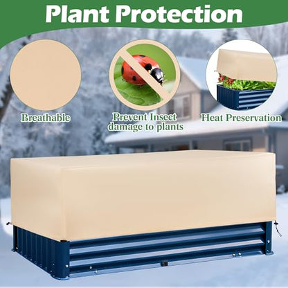 Plant Freeze Protection Cover 2 Pack with Elastic Drawstring, 3.54 oz/yd² Winter Frost Blanket Cloth Planter Box Covers for Raised Garden Bed Outdoor Flowers Potted, 43.3 x 15.7 x 17.7INCH - size: 43.3 x 15.7 x 17.7 INCH