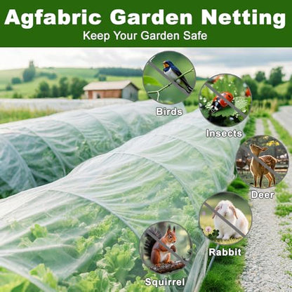 Agfabric Garden Netting Barrier Net, Bird Netting for Garden Trees Vegetable and Plants 6.5'x50', White - size: 6.5'x50'