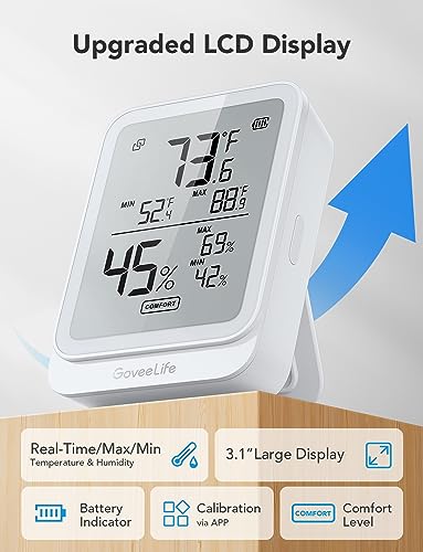 GoveeLife Bluetooth Hygrometer Thermometer H5104, LCD Digital White 2-Pack - color: White, size: 2Pack