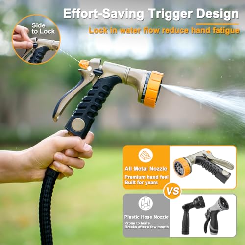 FANHAO Metal Garden Hose Nozzle Heavy Duty, Rear Trigger Water Sprayer