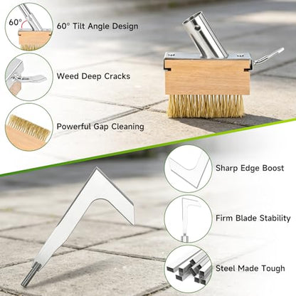 SANLIKE Crack Weeder Tool Set, 65in Long Handle Weed Remover for Patio