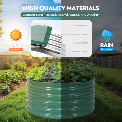 Galvanized Raised Garden Bed,2 PCS 3x3x1.4ft Round Planter LotusGreen - color: Lotusgreen, size: 3x3x1.4ft