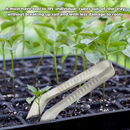 1PCS Seedling Transplant Tongs Stainless Steel Seedling Starters Remove Tongs Seedling Transplanting Tool Seedling Easy Transplanter with Anti-Slip Grasp Tips to Reduce Damage to Roots - color: 1PCS Silver