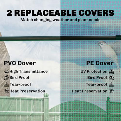 Outsunny 6' x 3' x 3' Portable Greenhouse with 2 PE/Plastic Covers Green - color: Green, size: 6' x 3' x 3'