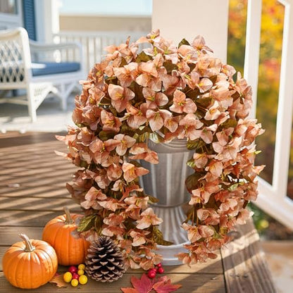 2 PCS Bougainvillea Artificial Hanging Flowers Plants for Outdoors, Brown - color: Brown