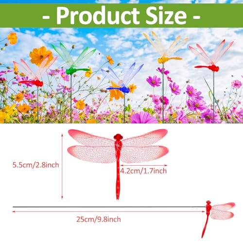 Augshy 50Pcs Artificial Dragonfly Decorations, 3D Dragonfly Garden Stakes - style: Colorful Dragonfly