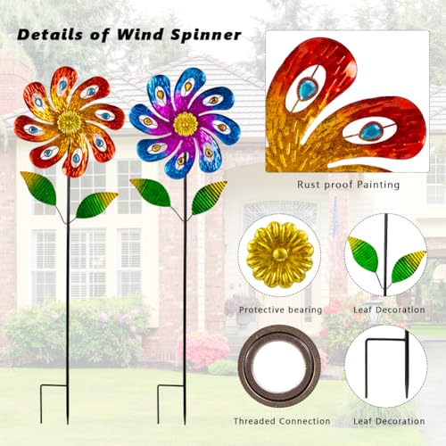 2 Pack Wind Spinners Outdoor, Metal Wind Sculptures & Spinners - size: 36x9