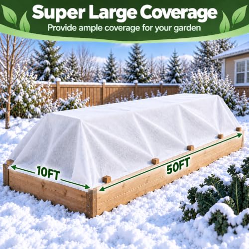 SPORTYOUTH Plant Covers Freeze Protection 10x50Ft Floating Row Cover 1.2Oz - size: 10x50ft 1.2oz
