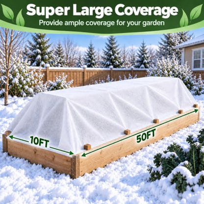 SPORTYOUTH Plant Covers Freeze Protection 10x50Ft Floating Row Cover 1.2Oz - size: 10x50ft 1.2oz