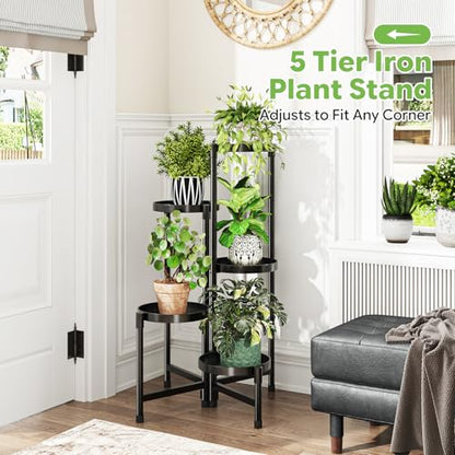 Simple Trending Plant Stand, Corner Plant Shelf with 5 Rotating Trays