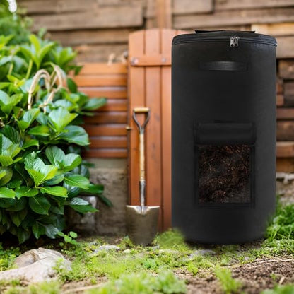 Compost Bin Outdoor with Handles Observation Windows, 34 Gallon