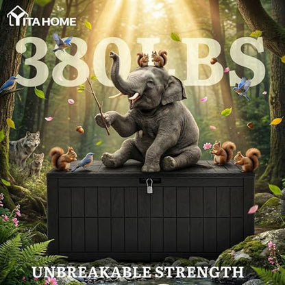 YITAHOME 110 Gallon Outdoor Deck Box - color: Black, size: 110 Gallon