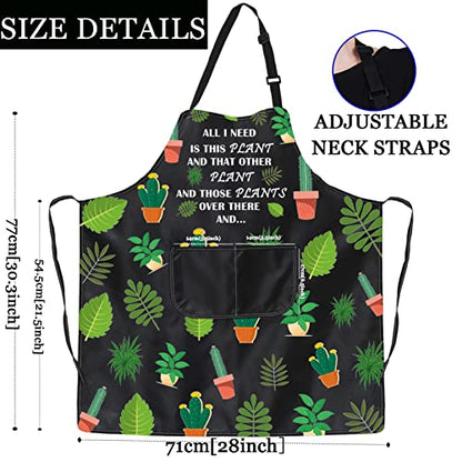 PXTIDY Plant Lover Gift Gardener Apron All Need Is This Plant Lady Gardening Apron Florist Kitchen Gift (Black)