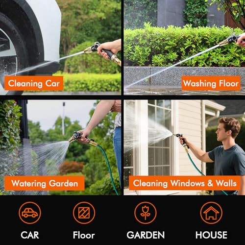 RESTMO Garden Hose Nozzle, Heavy Duty Water Hose Sprayer Nozzle, Black - color: Bronze, size: 4 Watering Patterns