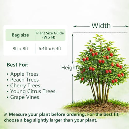Jevrench 2-Pack 8 x 8 ft Garden Netting Bags with Zipper and Drawstring - size: 8 x 8ft – 2 Pack