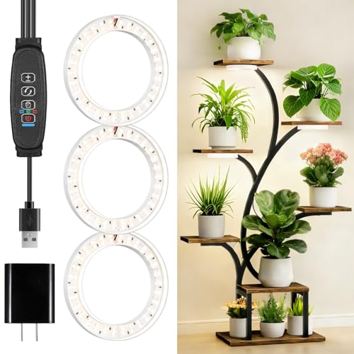 Indoor Plant Grow Lights, 180 LEDs Full Spectrum Grow Lamp, Plant Growing Light for Cabinets and Plant Shelf, with 6/12/16H Auto Timer, 3 Lighting Modes, 10 Brightness Levels, 3 Head 4.72 in - size: 4.72in 3 Head