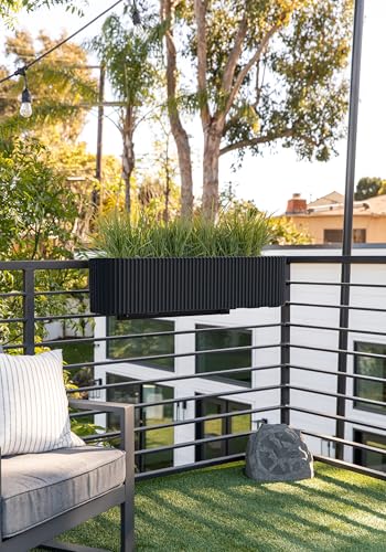 Veradek Demi Series Railing Planter - Round Window Box with Bracket - color: Black, size: 36 inch - 2 Pack