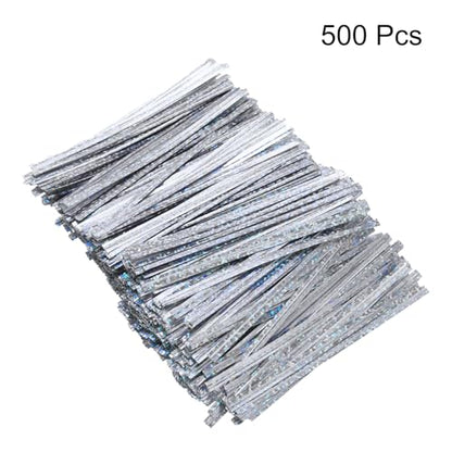 HARFINGTON 500pcs Bag Twist Ties 4" Reusable Plastic Twist Ties Wire Cable Ties for Party Bread Candy Cake, Silver - color: Silver