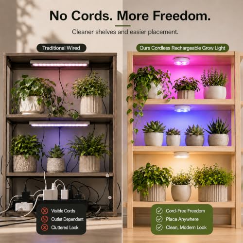 3 Pack Rechargeable Grow Light for Indoor Plants, Cordless Plant Lights