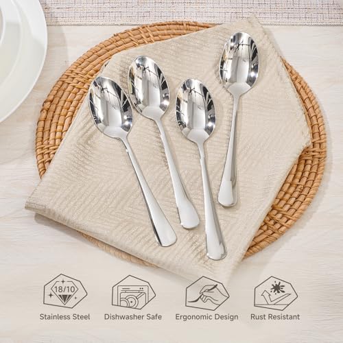 HIKAA 4 Pcs Dinner Spoons Set, 18/10 Stainless Steel Spoons - size: 4-Piece, style: DINNER SPOONS