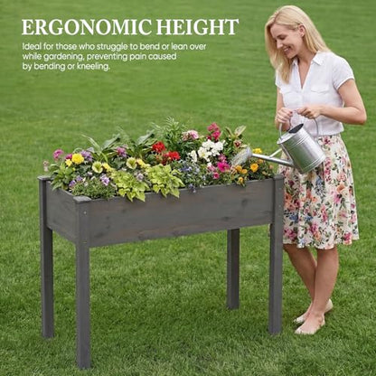 DUMOS 48x24x30 Inch Raised Garden Bed, Elevated Wood Planter Box with Legs - color: Gray, size: 48"D x 24"W x 30"H