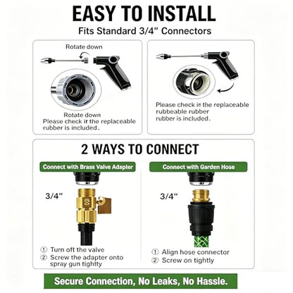 High Pressure Hose Nozzle, 360° Rotating Garden Hose Sprayer, 3/4 in