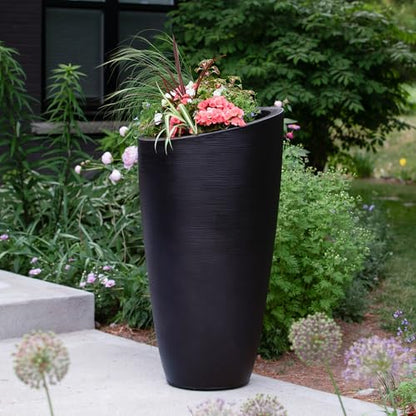 Mayne Modesto 42in Tall Round Modern Planter, Black - color: Black, size: 42 Inch