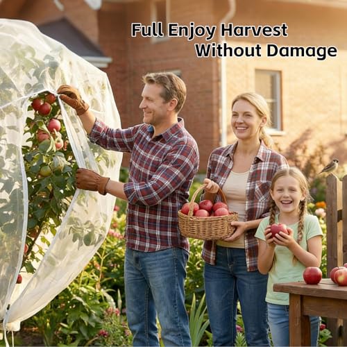 10ftx10ft Large Fruit Tree Netting Cover Zipper Drawstring Garden Pest Mesh - size: 10x10Ft
