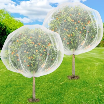 2 Pack 8.2 x 6.6 ft Fruit Tree Netting Covers with Drawstring - size: 8.2 x 6.6 FT/2Pack