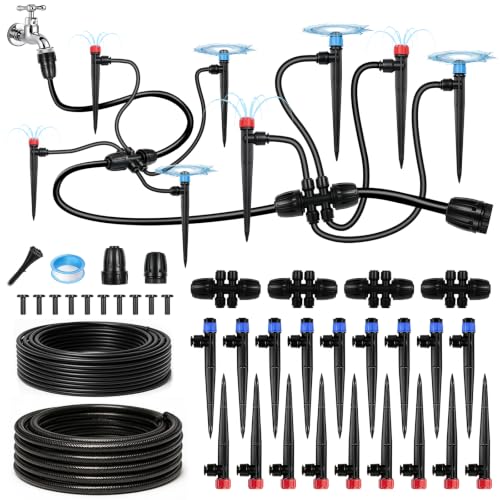 Drip Irrigation System, 106FT Quick Connect Garden Watering - size: 24FT 1/2''Main tube+82FT 1/4'' tube