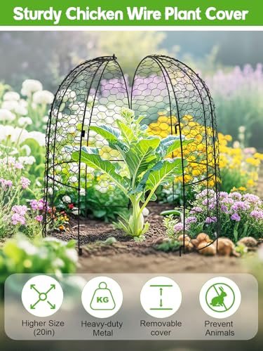 Kalolary 8 Packs Plant Protectors from Animals Large Wire Plants Cage - style: Cloche