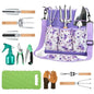 Grenebo Gardening Tools Set, 11-Piece Rust-Proof Kit with Bag, Purple - color: Purple
