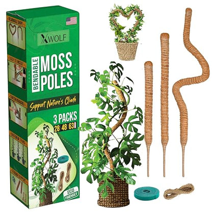 Moss Pole for Plants, 3 Pack of 28,48,63 inches