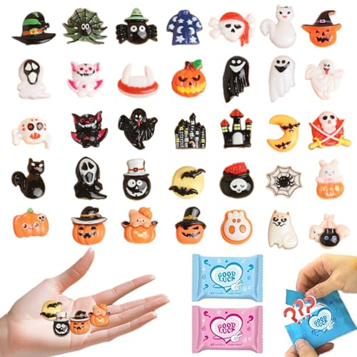 50pcs Halloween Party Favors Blind Bag Mini Resin Figures: Surprise Collectible Miniatures for DIY Crafts, Trick-or-Treat Toys, Dollhouse, Fairy Garden, Halloween Decorations - color: Halloween-2