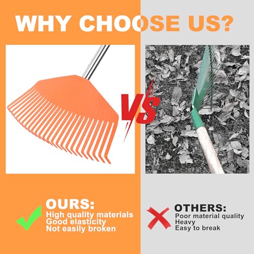 YEELOR Leaf Rake with 16.5‑inch Plastic Head