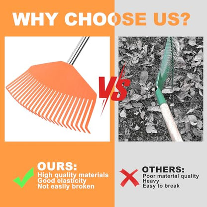 YEELOR Leaf Rake with 16.5‑inch Plastic Head