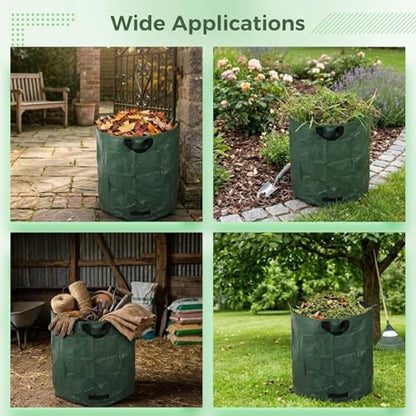 3-Pack 137 Gallon Extra Large Lawn Garden Bags, Reusable Yard Waste Bags with Gardening Gloves, Collapsible Heavy-Duty Leaf Bags with Handles, Waterproof Garden Bag for Leaves, Grass, Weeds