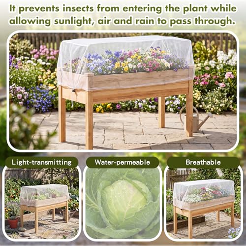 Woanger 3 Pack Garden Netting for Raised Beds 37.4 x 19.69 x 19.69 Inch Rectangular Mesh Plant Covers with Drawstring for Garden Raised Bed Bird Netting Pest Barrier Screen for Protecting Vegetable - size: 3 x 2 x 2 ft