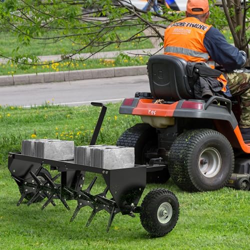 48in Tow Behind Plug Aerator w/32 Galvanized Coring Knives, Universal Hitch