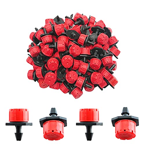 BEADNOVA Drip Emitter 150 Pcs 360 Degree Adjustable Dripper Emitters for Drip Line 1/4 Inch Irrigation Tube Watering System Gardening (Red) - color: 150pcs