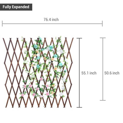 MyGift Expandable Wood Trellis, Wall Lattice Climbing Plant Support